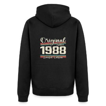 1988 Cadeau D’anniversaire Rétro Vintage 1988 - Veste à capuche bio Premium Unisexe - noir - Dos - Nico (187cm)