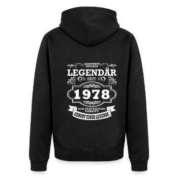 Geburtstag | Jahrgang 1978 | Legende - Unisex Premium Bio Zip Hoodie - Schwarz - Hinten - Nico (187cm)