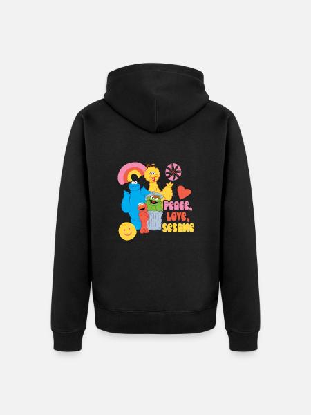 Sesamstraße Peace, Love, Sesame - Unisex Premium Bio Zip Hoodie - Schwarz