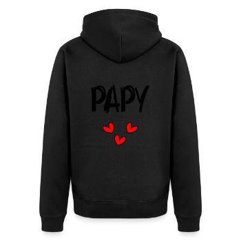 GRANDPA. HAPPY BIRTHDAY DAD. DAD. FATHER's DAY. FEAST - Unisex Premium Organic Zip Hoodie - black - Back - Nico (187cm)