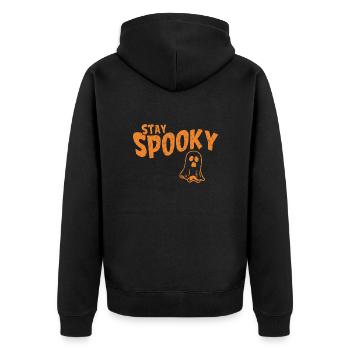 Stay Spooky Halloween Ghost - Unisex Premium Organic Zip Hoodie - black - Back - Nico (187cm)