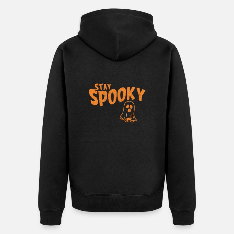 Restez effrayant Halloween Ghost - Veste à capuche bio Premium Unisexe - noir