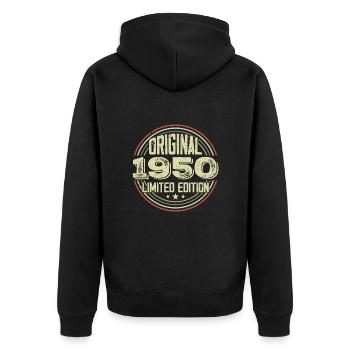 1950 Birthday Parties, A Legendary Vintage - Unisex Premium Organic Zip Hoodie - black - Back - Nico (187cm)