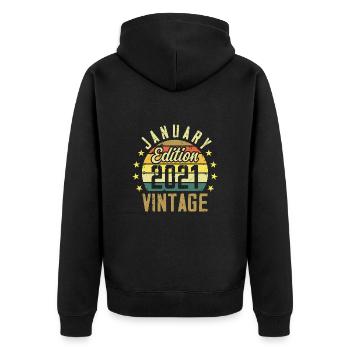 Legends were born in January 2021 - January 2021 - Unisex Premium Organic Zip Hoodie - black - Back - Nico (187cm)