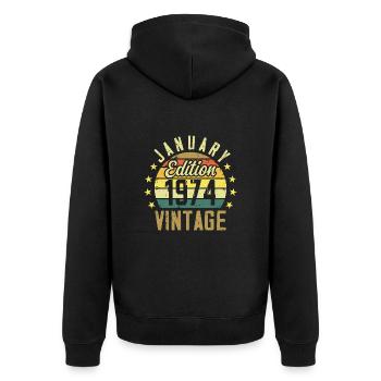 Legends wurden im Januar 1974 - Januar 1974 geboren - Unisex Premium Bio Zip Hoodie - Schwarz - Hinten - Nico (187cm)