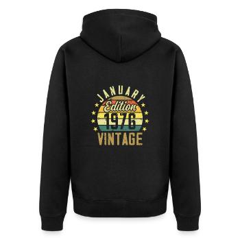 Légendes Sont Nés En Janvier 1976 - Janvier 1976 - Veste à capuche bio Premium Unisexe - noir - Dos - Nico (187cm)
