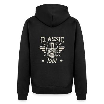 Klassisches Vintage-Geburtstagsgeschenk aus dem Jahr 1951 - Unisex Premium Bio Zip Hoodie - Schwarz - Hinten - Nico (187cm)