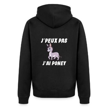 Poney - Cheval - Poney club - Veste à capuche bio Premium Unisexe - noir - Dos - Nico (187cm)