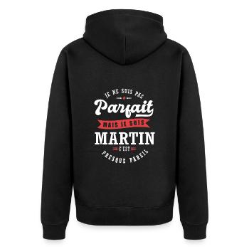 Martin Parfait Cadeau prenom martin - Veste à capuche bio Premium Unisexe - noir - Dos - Nico (187cm)