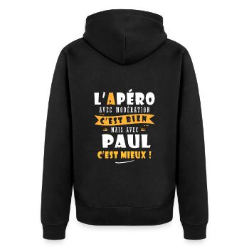 Paul Cadeau Humour personnalisé cadeau paul - Veste à capuche bio Premium Unisexe - noir - Dos - Nico (187cm)