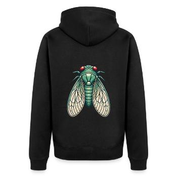 Vintage Grüne Zikade Illustration - Unisex Premium Bio Zip Hoodie - Schwarz - Hinten - Nico (187cm)