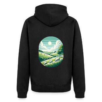 Yorkshire Countryside Scenic Design - Unisex Premium Organic Zip Hoodie - black - Back - Nico (187cm)