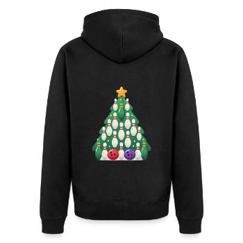 Bowling Christmas Tree Holiday Design - Unisex Premium Organic Zip Hoodie - black - Back - Nico (187cm)