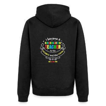 Kindergärtnerin Geschenk Humor Geld Ruhm - Unisex Premium Bio Zip Hoodie - Schwarz - Hinten - Nico (187cm)