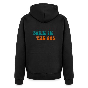 Geboren in den 60er Jahren - Unisex Premium Bio Zip Hoodie - Schwarz - Hinten - Nico (187cm)