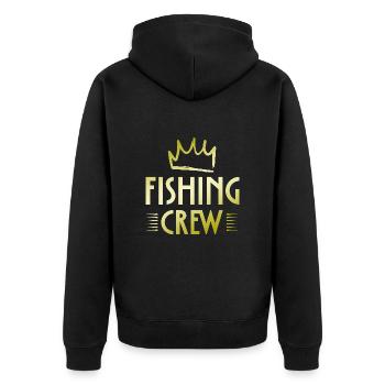 Fishing Crew - Unisex Premium Bio Zip Hoodie - Schwarz - Hinten - Nico (187cm)