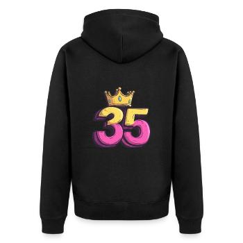 35 Numéro Jersey Couronne - Veste à capuche bio Premium Unisexe - noir - Dos - Nico (187cm)