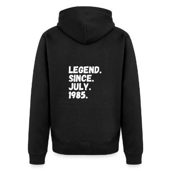 Légende depuis juillet 1985 - Veste à capuche bio Premium Unisexe - noir - Dos - Nico (187cm)