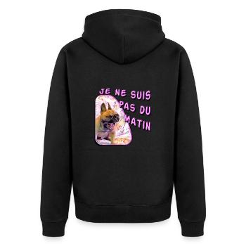 Le Bouledogue Français, ce n’est pas du matin (x1) - Veste à capuche bio Premium Unisexe - noir - Dos - Nico (187cm)