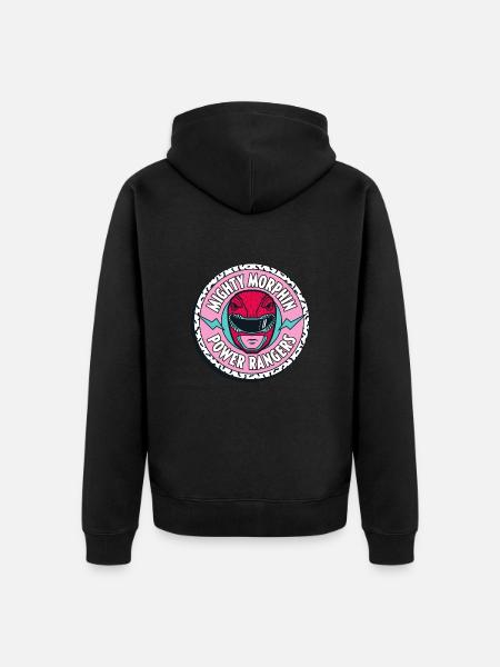 Power Rangers Logo Pink Mighty Morphin - Unisex Premium Organic Zip Hoodie - black