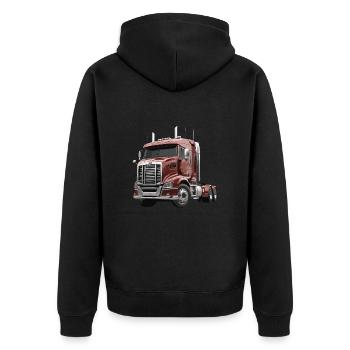 Amerikanische Sattelzugmaschine - Unisex Premium Bio Zip Hoodie - Schwarz - Hinten - Nico (187cm)