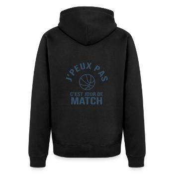 basketball je peux pas c est match de basket - Veste à capuche bio Premium Unisexe - noir - Dos - Nico (187cm)
