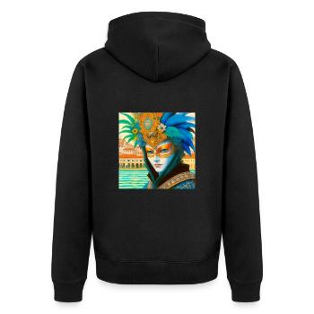 Fantastic person in mask at Venetian carnival - Unisex Premium Organic Zip Hoodie - black - Back - Nico (187cm)