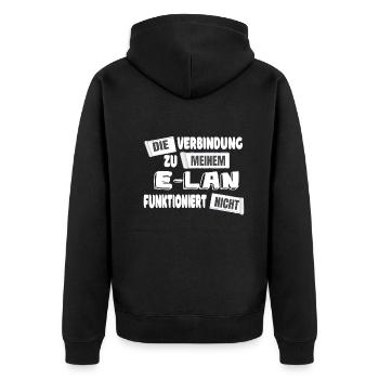 Die Verbindung Zu Meinem E-Lan - Unisex Premium Bio Zip Hoodie - Schwarz - Hinten - Nico (187cm)