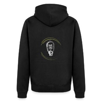 Es geht mir ein Licht auf - Unisex Premium Bio Zip Hoodie - Schwarz - Hinten - Nico (187cm)