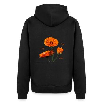 Soucis fleurs d’oranger de souci - Veste à capuche bio Premium Unisexe - noir - Dos - Nico (187cm)