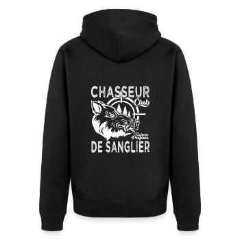 Chassé chasseur de sanglier cadeau cool chasse - Veste à capuche bio Premium Unisexe - noir - Dos - Nico (187cm)