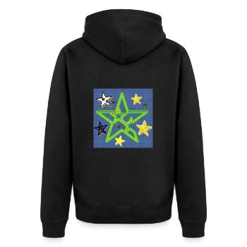 STERNE - Shop WoW - 2023 - Unisex Premium Bio Zip Hoodie - Schwarz - Hinten - Nico (187cm)