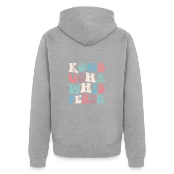Kombucha Whisperer Vintage - Unisex Premium Bio Zip Hoodie - Grau meliert - Hinten - Nico (187cm)