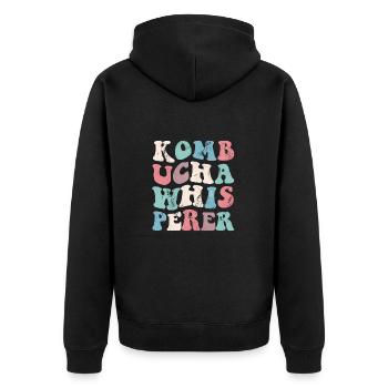 Kombucha Whisperer Vintage - Unisex Premium Bio Zip Hoodie - Schwarz - Hinten - Nico (187cm)
