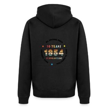 70 Years Old Made In 1954 Vintage February 1954 - Unisex Premium Organic Zip Hoodie - black - Back - Nico (187cm)