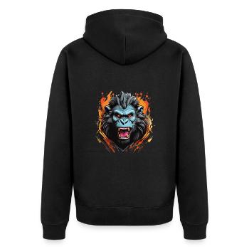 wütender Pavian mit langen Zähnen - Unisex Premium Bio Zip Hoodie - Schwarz - Hinten - Nico (187cm)