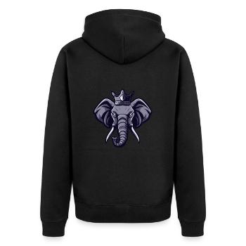 Elephant Head Crown - Unisex Premium Organic Zip Hoodie - black - Back - Nico (187cm)
