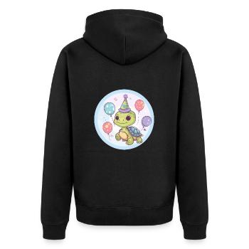 Turtle Birthday Baby - Unisex Premium Organic Zip Hoodie - black - Back - Nico (187cm)