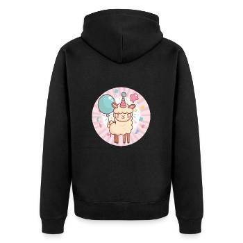 Alpaka Llama Geburtstag Baby - Unisex Premium Bio Zip Hoodie - Schwarz - Hinten - Nico (187cm)