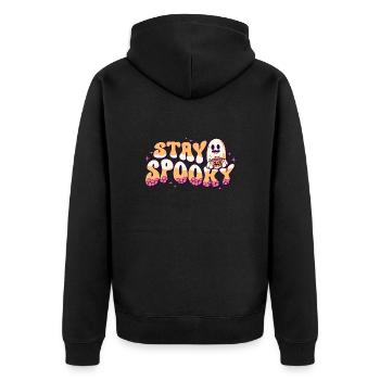 Stay Spooky Halloween Ghost - Unisex Premium Organic Zip Hoodie - black - Back - Nico (187cm)