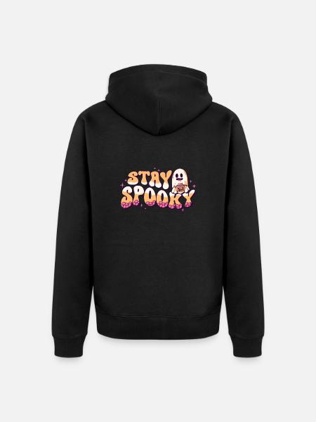 Restez effrayant Halloween Ghost - Veste à capuche bio Premium Unisexe - noir