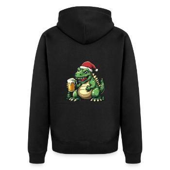 Dinosaure stégosaure bière Noël - Veste à capuche bio Premium Unisexe - noir - Dos - Nico (187cm)
