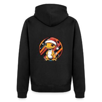 Lizard Christmas X-Mas - Unisex Premium Organic Zip Hoodie - black - Back - Nico (187cm)