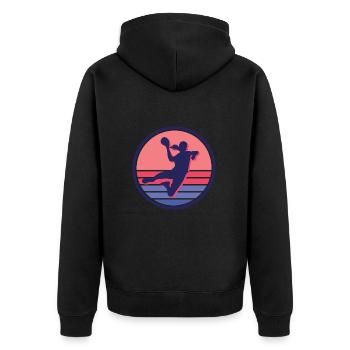 Handball Mädchen Handballerin Handballspielerin - Unisex Premium Bio Zip Hoodie - Schwarz - Hinten - Nico (187cm)