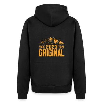 Vintage 2023 Geburtstagsgeschenk - Retro 2023 - Unisex Premium Bio Zip Hoodie - Schwarz - Hinten - Nico (187cm)