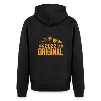 Vintage 2022 Geburtstagsgeschenk - Retro 2022 - Unisex Premium Bio Zip Hoodie - Schwarz - Hinten - Nico (187cm)