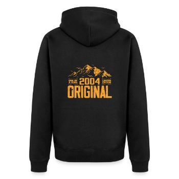 Vintage 2004 Geburtstagsgeschenk - Retro 2004 - Unisex Premium Bio Zip Hoodie - Schwarz - Hinten - Nico (187cm)