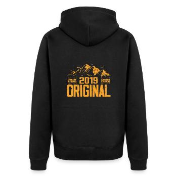 Vintage 2019 Geburtstagsgeschenk - Retro 2019 - Unisex Premium Bio Zip Hoodie - Schwarz - Hinten - Nico (187cm)