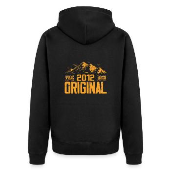 Vintage 2012 Birthday Gift - Retro 2012 - Unisex Premium Organic Zip Hoodie - black - Back - Nico (187cm)