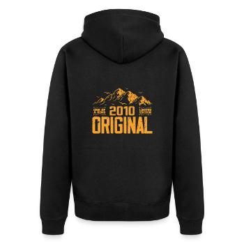 Vintage 2010 Geburtstagsgeschenk - Retro 2010 - Unisex Premium Bio Zip Hoodie - Schwarz - Hinten - Nico (187cm)
